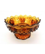 Fenton Art Glass Candle Bowl, Amber Hobnail, Sawtooth Rim, Footed Base, ... - $24.45