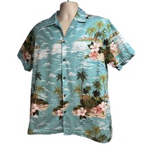 RJC Vintage Hawaiian Aloha Tiki Button Up Shirt Large Pocket Cotton Hawaii USA - £38.93 GBP
