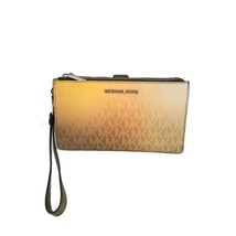 Michael Kors Jet Set Travel Large Double Zip Wristlet Clutch MK Ombre Ol... - $75.06