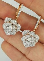  Gold Plated 925 Silver Round Simulated Diamond Flower Hanging Earrings 3.64Ct - £126.09 GBP