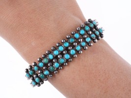 6 3/8&quot; c1940&#39;s Navajo Sterling and turquoise snake eye bracelet - £296.84 GBP