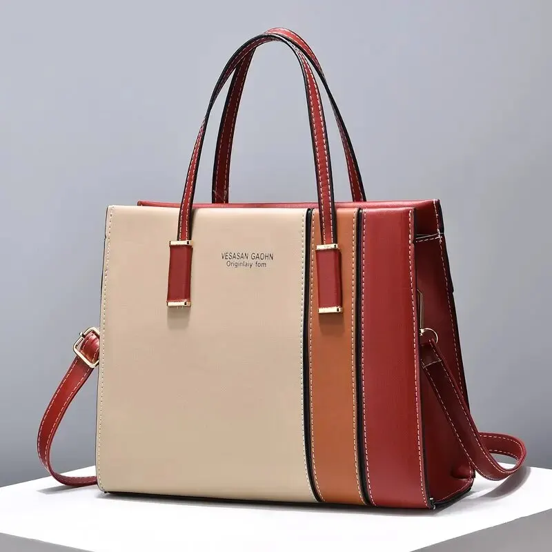 Patchwork Handbags For Women Adjustable Strap Top Handle Bag Large Capac... - £54.24 GBP