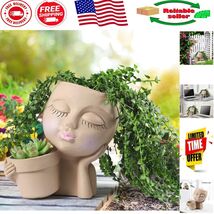 Cute Lady Face Planter Pot - Multifunctional Resin Flower Pot for Home &amp;... - $38.51 CAD