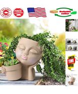 Cute Lady Face Planter Pot - Multifunctional Resin Flower Pot for Home &amp;... - $508.39 MXN