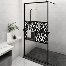  Walk-in Shower Wall with Shelf Black 45.3"x76.8" ESG Glass&Aluminum - $531.99
