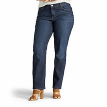 Lee Women&#39;s Plus Relaxed Fit Straight Leg Jeans 24W Petite Auth Nile Color NEW - $32.92