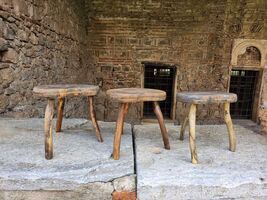 Set of 3 primitive wooden stools, handmade antique primitive and rustic ... - $250.00