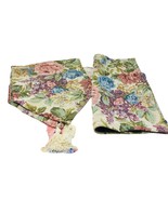 3 pc Rectangular Tapestry Table Runner 2 Place Mats Floral Blue Green Wi... - $28.22