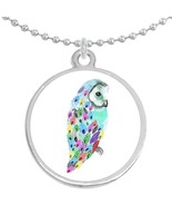 Rainbow Owl Round Pendant Necklace Beautiful Fashion Jewelry - £8.62 GBP