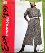 McCall&#39;s 5919 Easy Stitch &#39;n Save Top &amp; Split Skirt Pattern Size 18-24 U... - $5.93