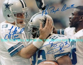 Troy Aikman Emmitt Smith Michael Irvin Signed Autographed 8X10 Rp Photo Cowboys - £16.02 GBP