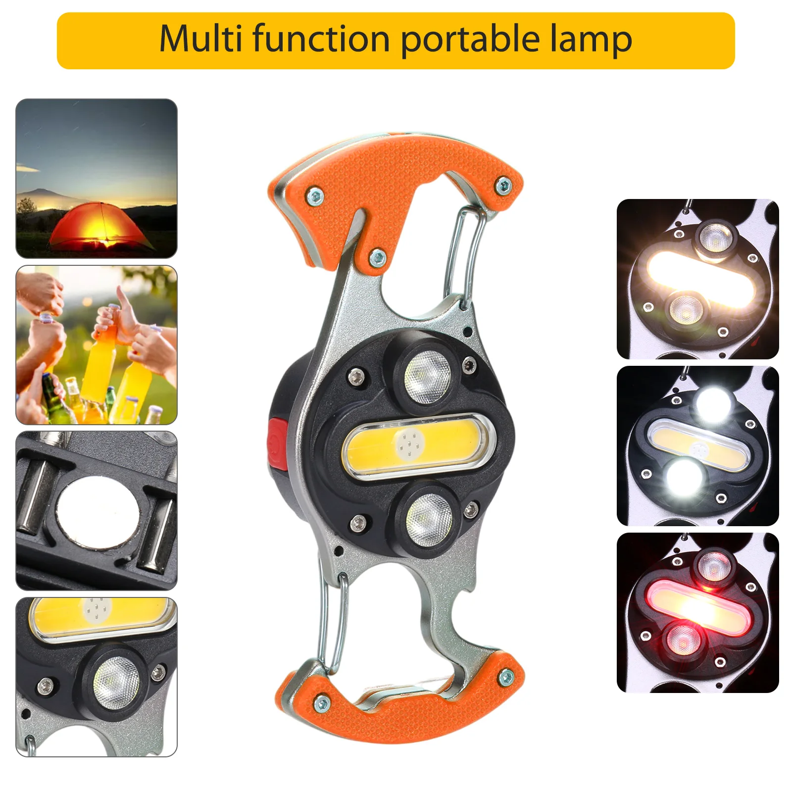 COB Camping Lamp Lantern Keychains Carabiner Mini Emergency Outdoor Survival - £8.16 GBP+