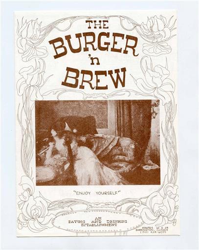 Primary image for The Burger 'n Brew Menu Routes 62 & 25 Barrington Illinois 1970's