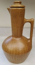 Monmouth Pottery Brown Speckled Stoneware Pitcher Coffee Carafe Maple Leaf USA - £58.86 GBP