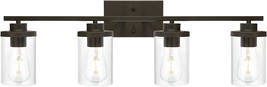 QueeuQ Bathroom Vanity Light Fixtures Oil Rubbed Bronze Finished 4-Light with Cl - £76.39 GBP