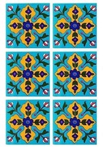Pottery Ceramic Handmade Tiles Kitchen Washroom 3x3 Inch Tile Tabletop 6 pcs - £42.26 GBP