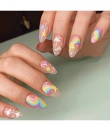24 Pcs False Nails Almond Flower Print Nail Tips - €12,20 EUR