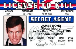 Roger Moore James Bond 007 License To Kill Movie Novelty ID Spy Secret Agent - £7.00 GBP