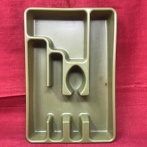 Rubbermaid 2921 Olive Green Silverware Cutlery Tray Drawer Divider Vintage 9x13 - $14.85