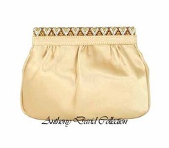 Anthony David Gold Satin Clutch Evening Bag with Swarovski Crystals - £46.31 GBP