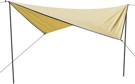 Yssoa Waterproof Camping Tarp With 2 Poles, Lightweight, Multipurpose, Yellow. - £39.29 GBP