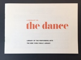 A Booklist on The Dance Library of Performing Arts New York Public Lib. ... - £5.41 GBP