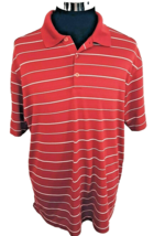 Nike Dri Fit Golf Shirt Men&#39;s Size Large Red Stripes Casual Activewear SS - £15.18 GBP