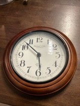 Very Nice  9-Inch Diameter, Wood Analog Round Clock by Sterling &amp; Noble - $11.88