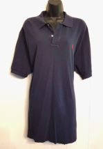 Polo by Ralph Lauren Quarter Button Navy Blue Cotton Knit Shirt Men&#39;s si... - $19.74