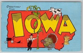 Iowa Large Letter Greetings Corn Farming Turkey Wheat Postcard D30 - £7.79 GBP