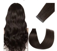 FUOTONBUTY Tape in Hair Extensions Human Hair Dark Brown to Black 14” 20... - £22.65 GBP