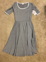 Lularoe Nicole Dres S Solid Gray Background Ringer Soft NWT small New - £11.89 GBP