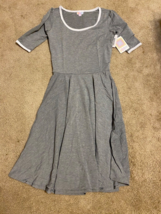 Lularoe Nicole Dres S Solid Gray Background Ringer Soft NWT small New - £11.59 GBP