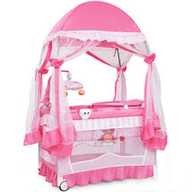 Portable Baby Playpen Crib Cradle with Carring Bag-Pink - $172.85