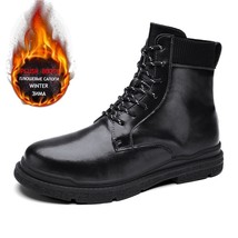 Winter Men&#39;s Boots Leather Motorcycle Boots Calf Work Boots Waterproof Men Warm  - £55.95 GBP