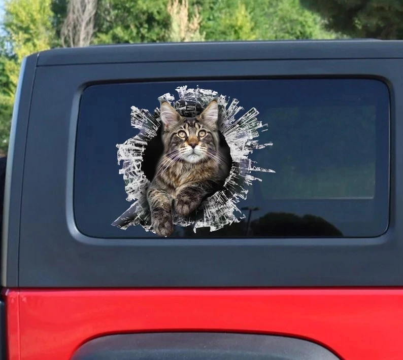 DIY Bengal Cat Car Decals Cute Cat Head Stickers Funny Body Car Window Stickers  - £60.28 GBP