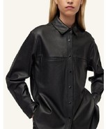 Leather Shirt Black Women Womens Sleeve Lambskin Blouse Button Size New ... - $140.00