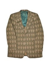 Vintage Leisure Suit Jacket Mens 42 Jack Lang Coat Brown Plaid 70s Blazer - £29.56 GBP