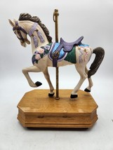 Summit Collection Musical “Memory” Porcelain Carousel Horse on a Wood Ba... - $9.85