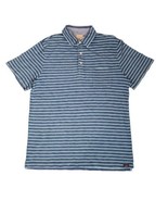 Faherty Stripes Short Sleeve Collared Polo Mens Med Blue Aqua Indigo Dye - £22.30 GBP