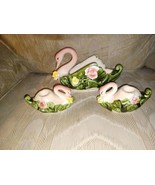 Royal Sealy Japan Pink Swan Planter &amp; Candlestick Holders Roses Flowers ... - £31.13 GBP