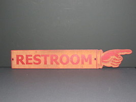 LARGE 24&quot; RUSTIC WOODEN RESTROOM FINGER RIGHT POINTING SIGN MAN CAVE - $31.95