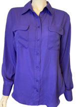 Investments Purple Long Sleeve Roll Tab Blouse Size M - £9.69 GBP