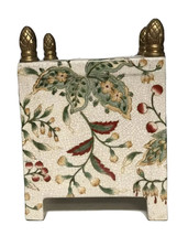 Multicolor￼ Chinoiserie Wild Berry Porcelain Square Pot with Ormolu Acce... - £117.33 GBP