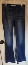Womens S Cello Dark Indigo Blue Distressed Wash Flared Denim Jeans - $18.81