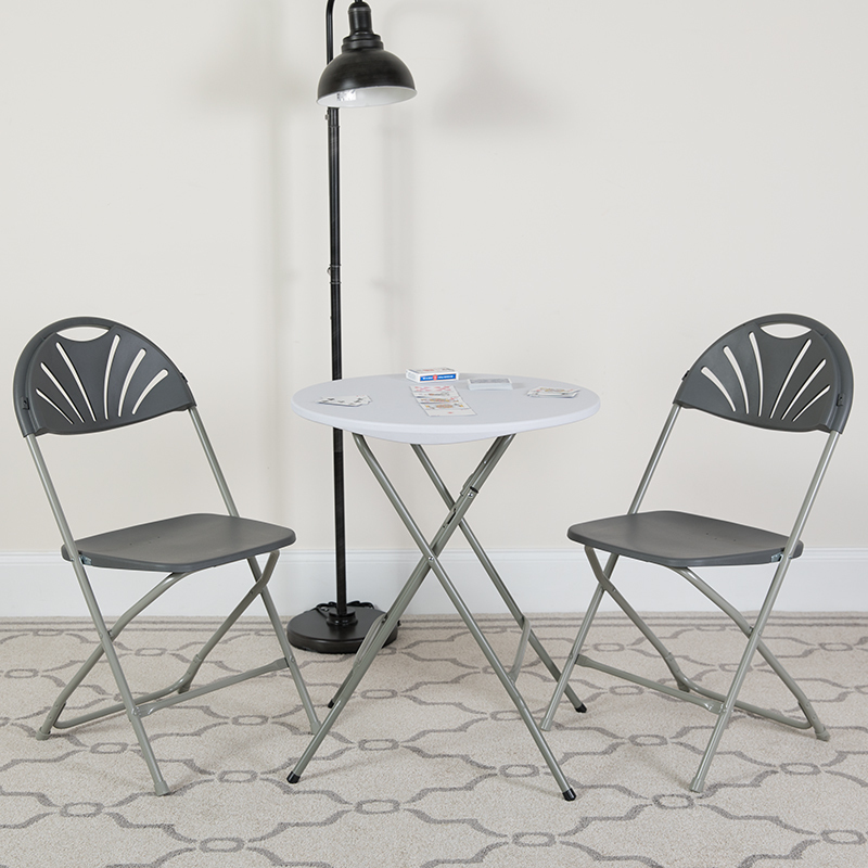 Charcoal Plastic Folding Chair LE-L-4-CH-GG