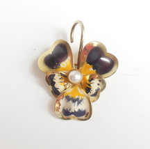 Unsigned Gold Filled Pansy Pin Ladies Costume Jewelry Flower Brooch Faux Pearl - £47.92 GBP