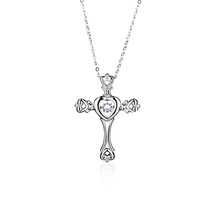 925 Sterling Silver Platinum Plated 0.43 CT Cubic Zirconia Cross Pendant - $49.00