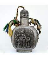 Antique Rare Tibetan Buddhist 4 Friends Carved on Iron Snuff Pot  15&quot; - ... - £879.56 GBP