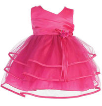 Sweet Baby Girl Posh Fuchsia or Pink/White Flower Girl Pageant Party Dress - £26.36 GBP